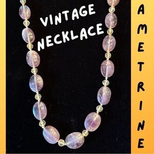 RARE HIGH QUALITY Ametrine Citrine Hand Knotted Vintage Necklace
